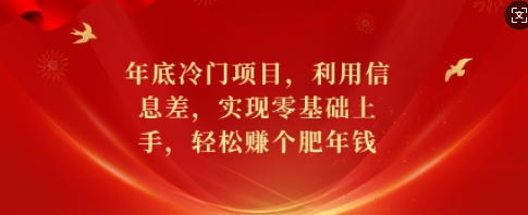 年底冷门项目，利用信息差，实现零基础上手，轻松赚个肥年钱-SSOKS网创项目-分享创业资讯_最新网络项目资源