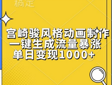 宫崎骏风格动画制作，一键生成流量暴涨，单日变现1k-SSOKS网创项目-分享创业资讯_最新网络项目资源