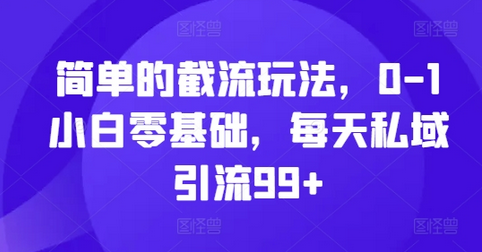 简单的截流玩法，0-1小白零基础，每天私域引流99+-SSOKS网创项目-分享创业资讯_最新网络项目资源