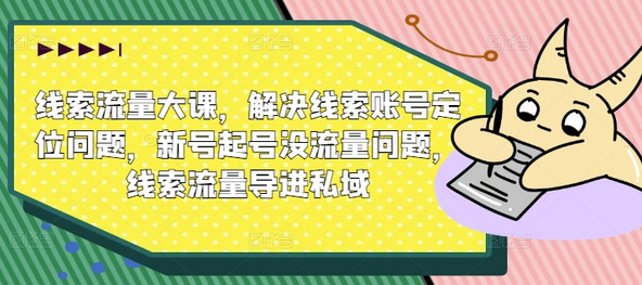 线索流量大课，解决线索账号定位问题，新号起号没流量问题，线索流量导进私域-SSOKS网创项目-分享创业资讯_最新网络项目资源