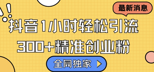 全网独家抖音引流，轻松日引300+精准创业粉-SSOKS网创项目-分享创业资讯_最新网络项目资源