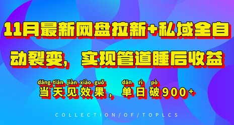 11月最新网盘拉新+私域全自动裂变，实现管道睡后收益，当天见效果，单日破900+-SSOKS网创项目-分享创业资讯_最新网络项目资源