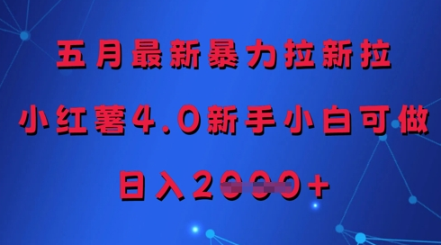 五月最新暴力拉新拉，小红薯4.0新手小白可做，日入多张 2025-05-11 分类：VIP教程 / 网赚教程 / 网赚项目 评论(0)-SSOKS网创项目-分享创业资讯_最新网络项目资源