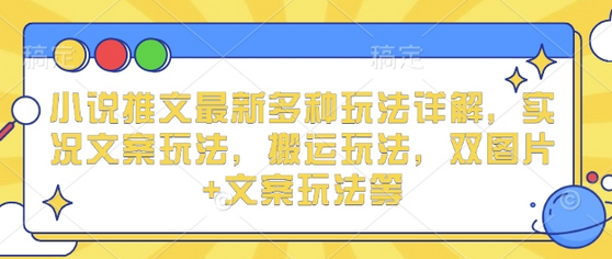 小说推文最新多种玩法详解，实况文案玩法，搬运玩法，双图片+文案玩法等-SSOKS网创项目-分享创业资讯_最新网络项目资源