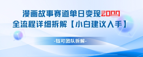漫画故事赛道单日变现1k+全流程详细拆解 2025-04-30 分类：VIP教程 / 网赚教程 / 网赚项目 评论(0)-SSOKS网创项目-分享创业资讯_最新网络项目资源