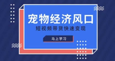 宠物赛道快速变现精品课，宠物经济风口，短视频带货快速变现-SSOKS网创项目-分享创业资讯_最新网络项目资源