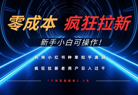 利用小红书种草知乎漏洞，零成本疯狂拉新日入数张，新手小白可操作-SSOKS网创项目-分享创业资讯_最新网络项目资源