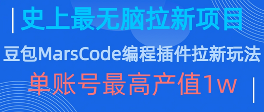 豆包MarsCode编程插件拉新玩法，史上最无脑的拉新项目，单账号最高产值1w-SSOKS网创项目-分享创业资讯_最新网络项目资源
