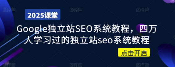 Google独立站SEO系统教程，四万人学习过的独立站seo系统教程-SSOKS网创项目-分享创业资讯_最新网络项目资源