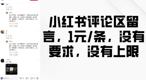 小红书评论区留言，1元条，没有要求，没有上限 2025-01-21 分类：VIP教程 / 网赚教程 / 网赚项目 评论(0)-SSOKS网创项目-分享创业资讯_最新网络项目资源