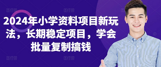 2024年小学资料项目新玩法，长期稳定项目，学会批量复制搞钱-SSOKS网创项目-分享创业资讯_最新网络项目资源