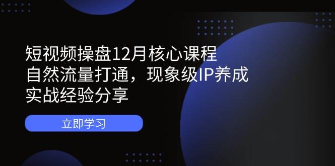 （14447期）短视频操盘12月核心课程：自然流量打通，现象级IP养成，实战经验分享-SSOKS网创项目-分享创业资讯_最新网络项目资源