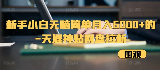 新手小白无脑简单月入6000+的-天涯神贴网盘拉新-SSOKS网创项目-分享创业资讯_最新网络项目资源
