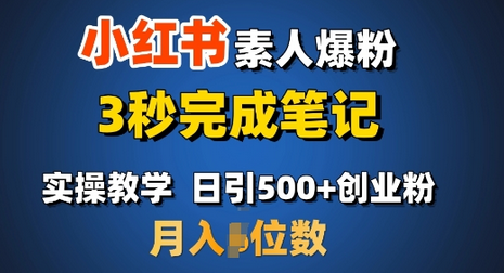 首推：小红书素人爆粉，3秒完成笔记，日引500+月入过W-SSOKS网创项目-分享创业资讯_最新网络项目资源