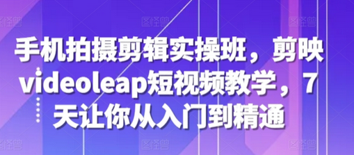 手机拍摄剪辑实操班，剪映videoleap短视频教学，7天让你从入门到精通-SSOKS网创项目-分享创业资讯_最新网络项目资源