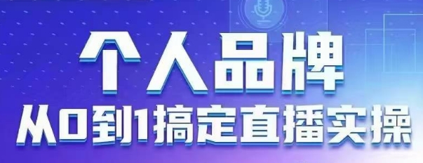 个人品牌：从0到1搞定直播实操，用直播为你的个人品牌赋能，六大实操板块，放大个人影响力-SSOKS网创项目-分享创业资讯_最新网络项目资源