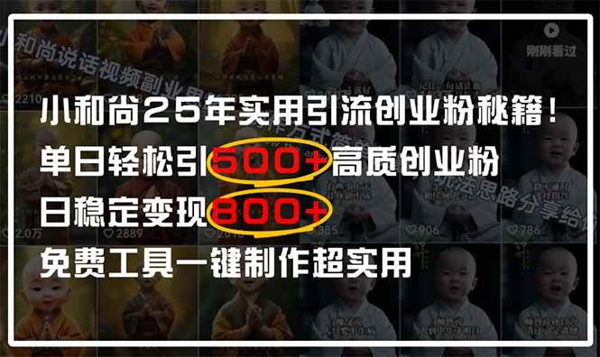 （14436期）小和尚2025年实用引流秘籍！单日轻松引500+高质量创业粉，日变现800+，…-SSOKS网创项目-分享创业资讯_最新网络项目资源