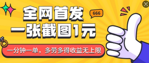 全网首发，一张截图1块钱，一分钟一单，多劳多得，收益无上限-SSOKS网创项目-分享创业资讯_最新网络项目资源