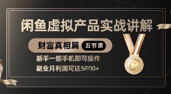 精品！闲鱼虚拟产品实战讲解，新手一部手机即可操作，副业月利润可达5k+-SSOKS网创项目-分享创业资讯_最新网络项目资源
