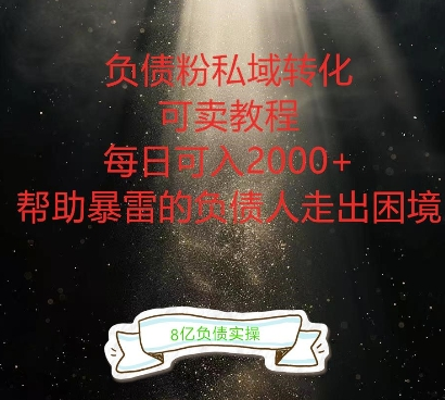 负债粉掘金计划，帮助负债者解决问题，债务规划，债务重组，最好的变现方式-SSOKS网创项目-分享创业资讯_最新网络项目资源