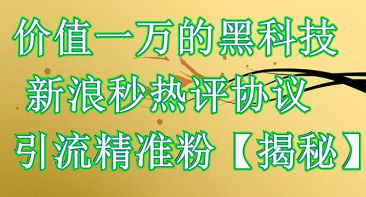 价值一万的黑科技新浪秒热评协议引流精准粉【仅揭秘】-SSOKS网创项目-分享创业资讯_最新网络项目资源