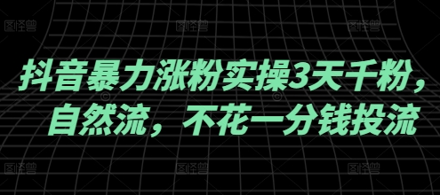 抖音暴力涨粉实操3天千粉，自然流，不花一分钱投流，实操经验分享-SSOKS网创项目-分享创业资讯_最新网络项目资源