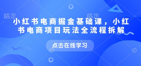 小红书电商掘金课，小红书电商项目玩法全流程拆解-SSOKS网创项目-分享创业资讯_最新网络项目资源