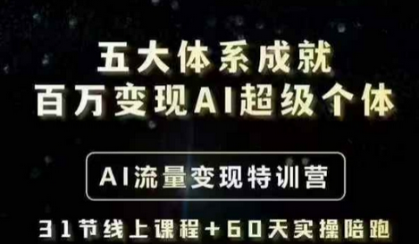 五大体系成就百万变现AI超级个体- AI流量变现特训营，一步一步教你一个人怎么年入百W-SSOKS网创项目-分享创业资讯_最新网络项目资源