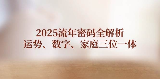 2025流年密码全解析，运势、数字、家庭三位一体-SSOKS网创项目-分享创业资讯_最新网络项目资源