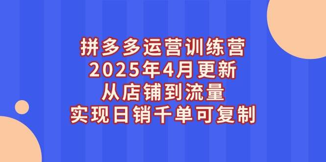 （14469期）拼多多运营训练营2025年4月更新，从店铺到流量，实现日销千单可复制-SSOKS网创项目-分享创业资讯_最新网络项目资源