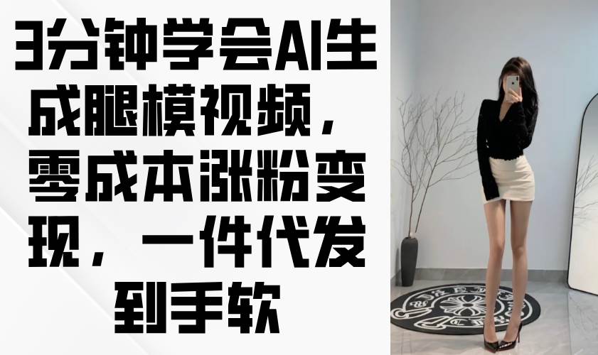 （14537期）3分钟学会AI生成腿模视频，零成本涨粉变现，一件代发到手软-SSOKS网创项目-分享创业资讯_最新网络项目资源
