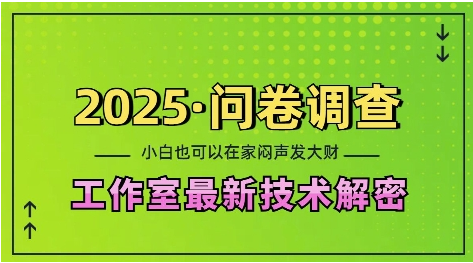 2025问卷调查最新工作室技术解密：一个人在家也可以闷声发大财，小白一天2张，可矩阵放大-SSOKS网创项目-分享创业资讯_最新网络项目资源