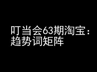 《淘宝天猫打爆班》原创高阶技术第63期，趋势词矩阵技术和玩法-SSOKS网创项目-分享创业资讯_最新网络项目资源