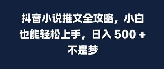 抖音小说推文全攻略，小白也能轻松上手，日入 5张+ 不是梦-SSOKS网创项目-分享创业资讯_最新网络项目资源