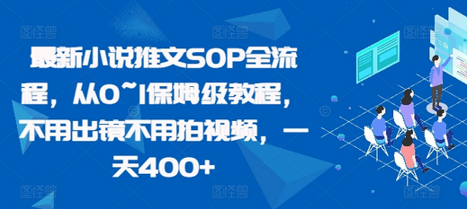 最新小说推文SOP全流程，从0~1保姆级教程，不用出镜不用拍视频，一天400+-SSOKS网创项目-分享创业资讯_最新网络项目资源
