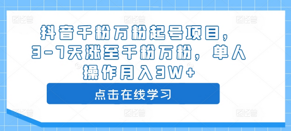 抖音千粉万粉起号项目，3-7天涨至千粉万粉，单人操作月入3W+-SSOKS网创项目-分享创业资讯_最新网络项目资源