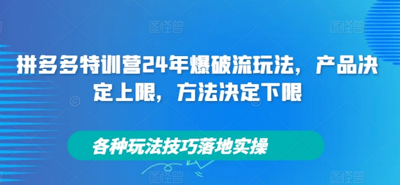 拼多多特训营24年爆破流玩法，产品决定上限，方法决定下限，各种玩法技巧落地实操-SSOKS网创项目-分享创业资讯_最新网络项目资源